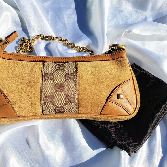 🍂SOLD GUCCI SUEDE CHAIN POCHETTE🍂 - Picture 3 of 9